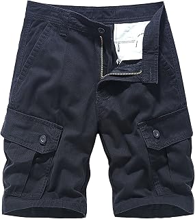Pants Fashion UK Mens Outdoor Casual Elastic Waist Relaxed Fit Cotton Lightweight Fishing Hiking Work Shorts Cargo Shorts 7 Inseam Mens Shorts