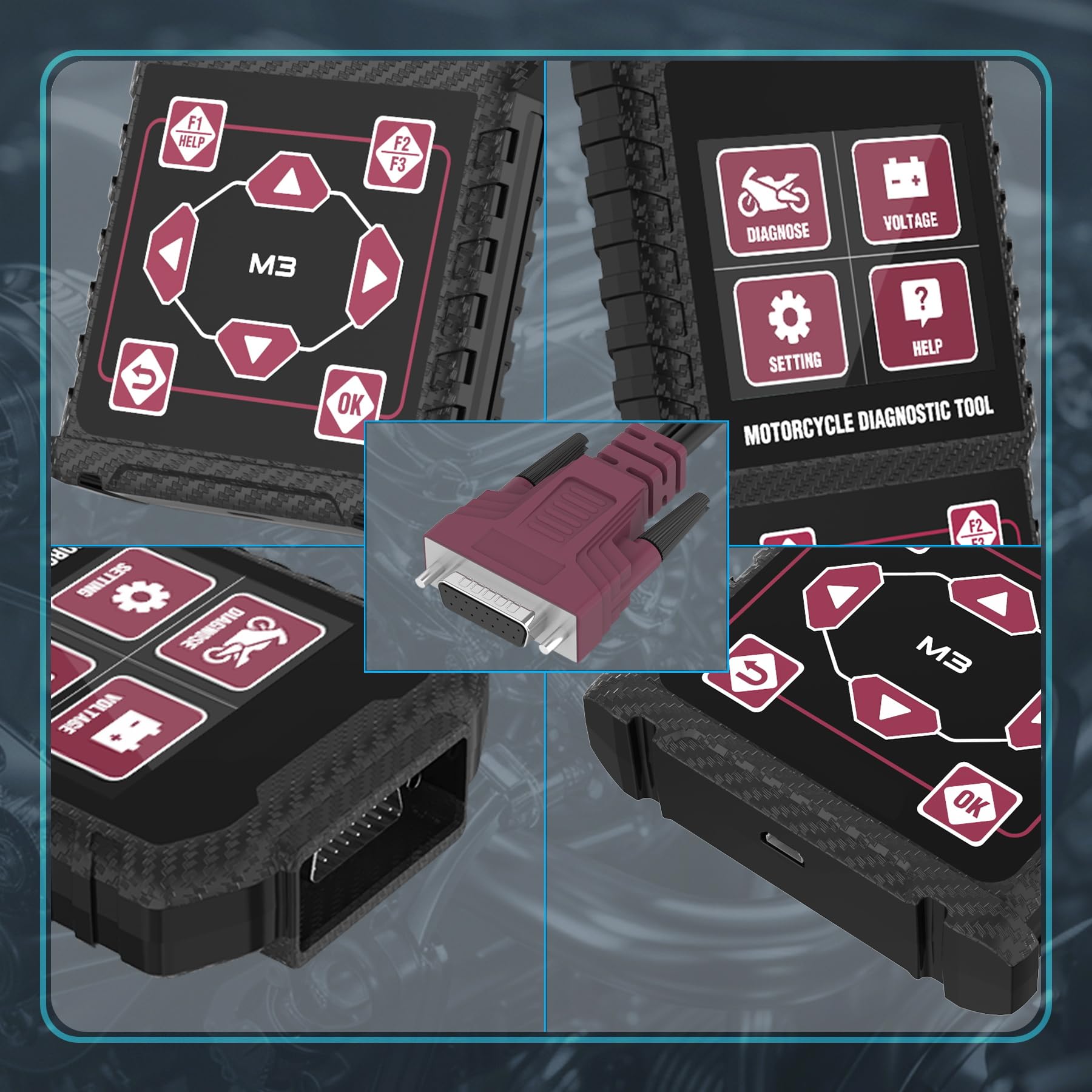 Moto Strumento diagnostico OBD2 Moto Lettore di Codici di Guasto Strumento di Scansione per Yamaha 2/3/4P, Kawasaki 4-6P, Honda 4P, OBDII
