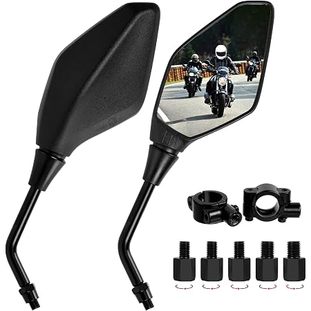 Lot De 2 Rétroviseurs Moto Et Vélo – Grand Angle, Verre Bleu, Réglables à 360°, Anti-collision