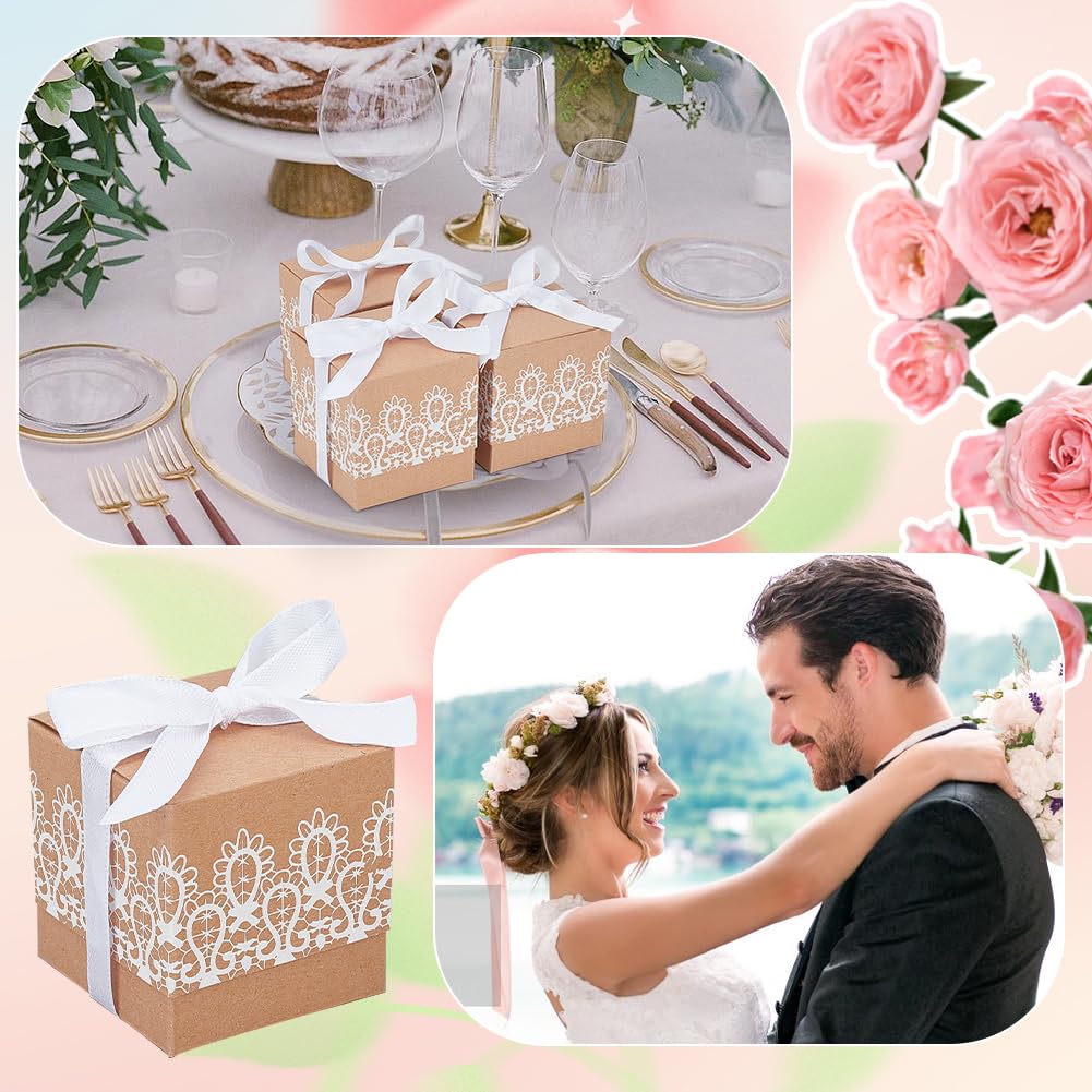 50x Kleine Herz-Geschenkboxen Aus Kraftpapier – 5x5x5 Cm Mit Juteband