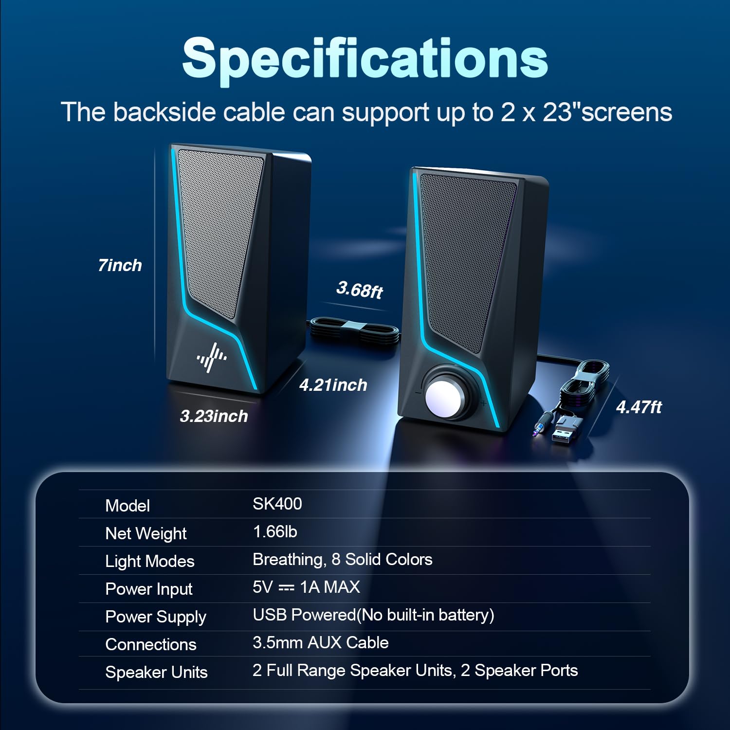 Nylavee Computer Speakers for Desktop, PC Speakers with 9 Lighting Modes — Amazon image 6