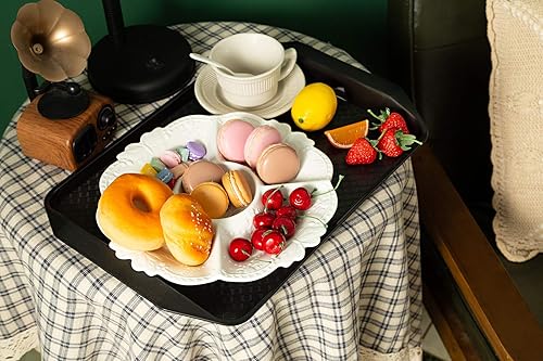 Vista 7 de Bandeja de plástico para comida rápida, 16.7 x 11.8 pulgadas, juego de 12 (negro)