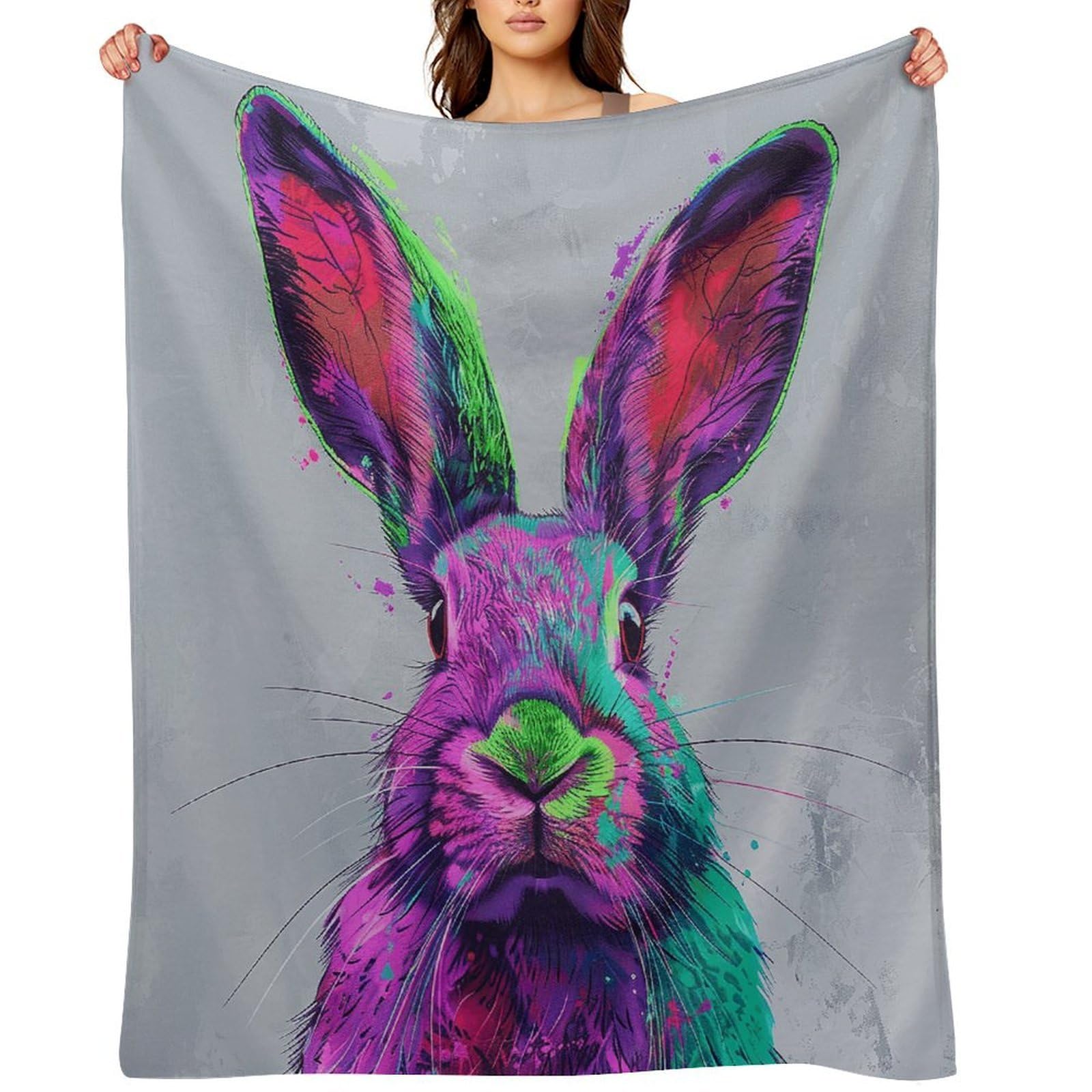 Bright Color Rabbit Throw Blanket for Couch and Bed Super Soft Warm Lightweight Throw Blankets Cozy Fuzzy Flannel Blanket Personalized Decorative Blankets for Sofa Decor 40"x50"