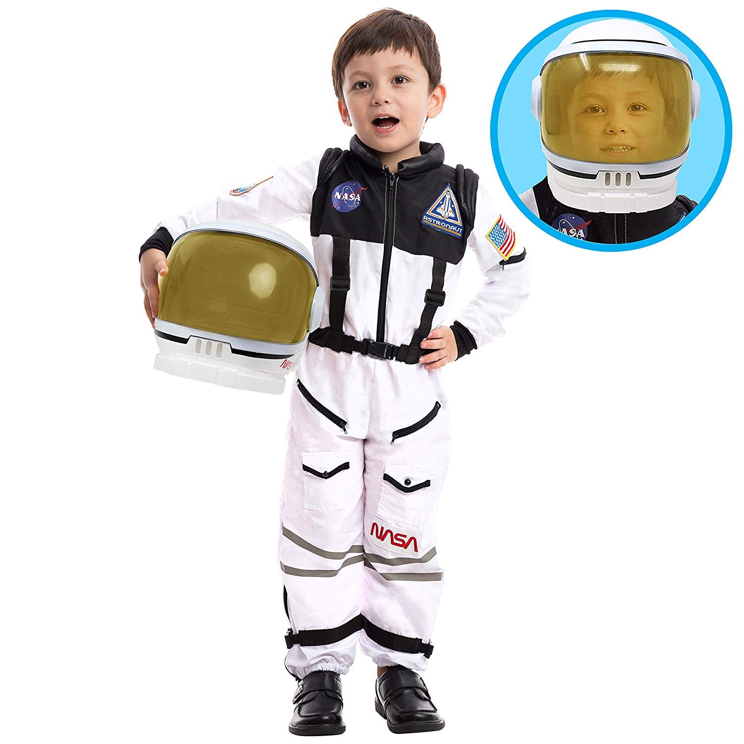 Astronaut NASA Pilot Costume with Movable Visor Helmet for KidsAstronaut NASA Pilot Costume with Movable Vi…