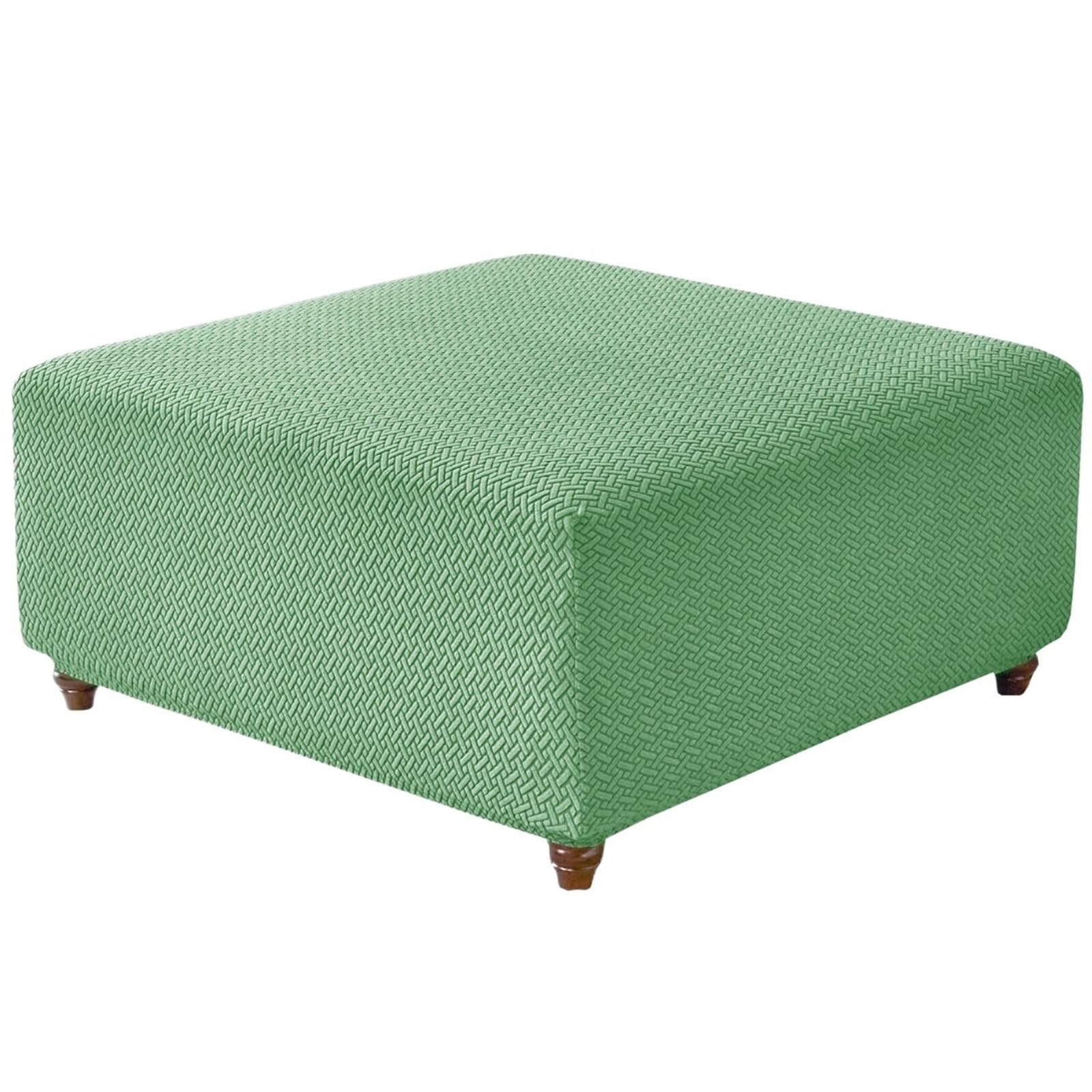 YXINAER Foot Stool Cover T-Shape Square Stool Cover Ottoman Elastic Sofa Footrest Slipcovers(Green,S)