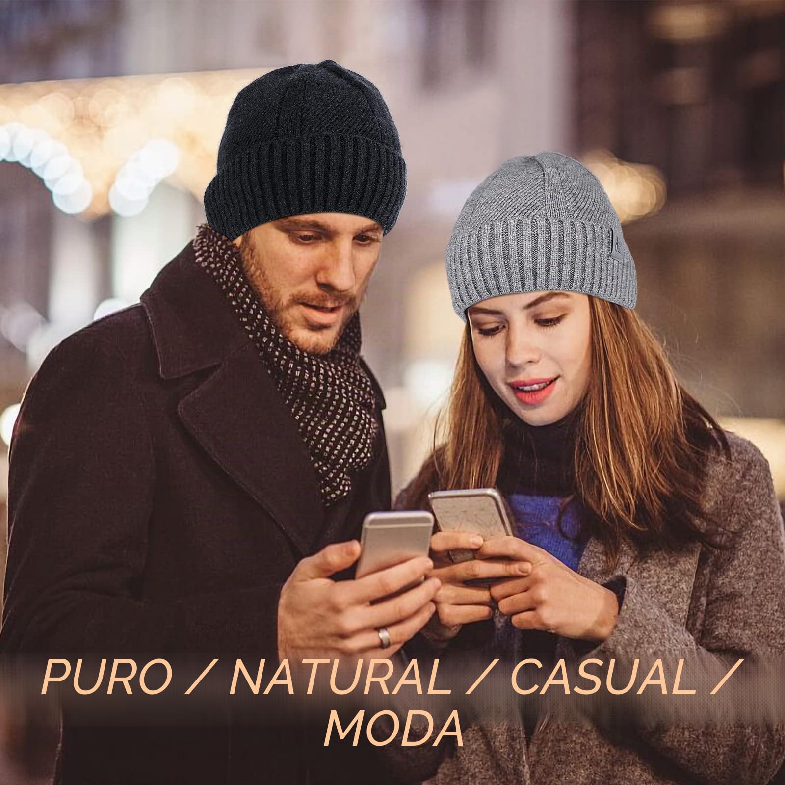 HASAGEI Gorros de Punto, Gorro Beanie para Hombre y Mujer, Diseño Clásico Moderno y Suave y Elástico, Unisex