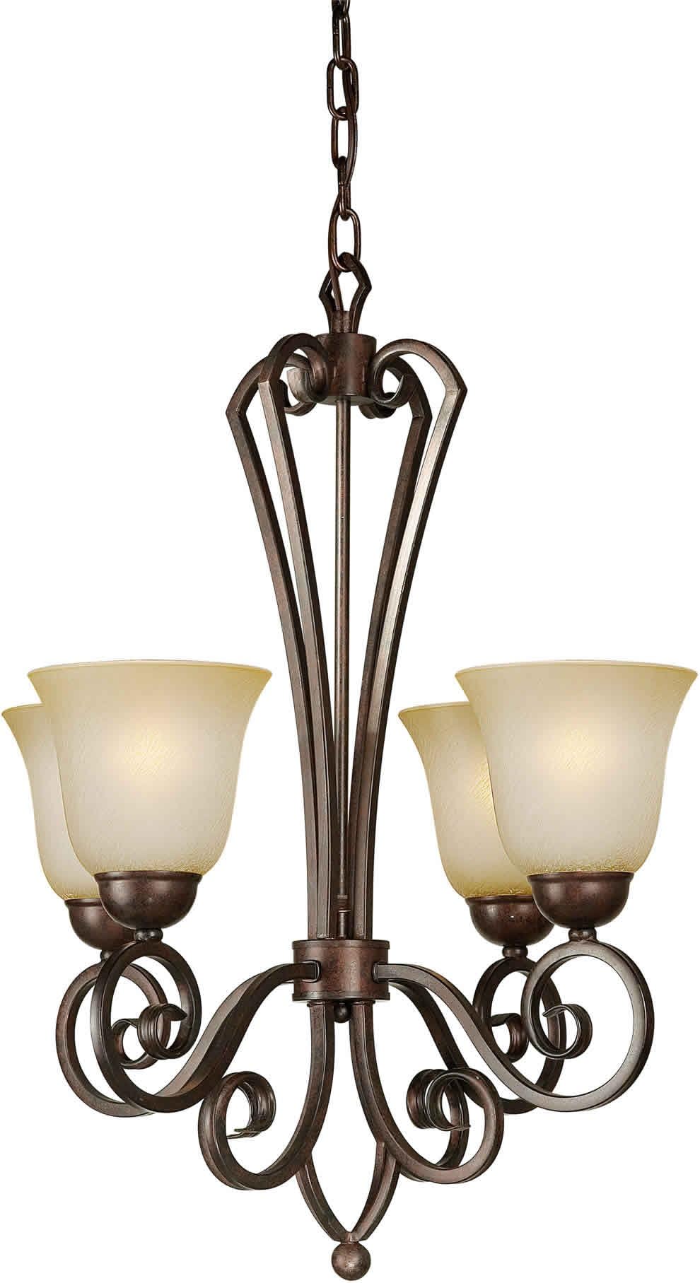 Forte Lighting 154250 2322-04-27 Chandelier with Umber Mist Glass Shades, 25" x 21" x 25", Black Cherry