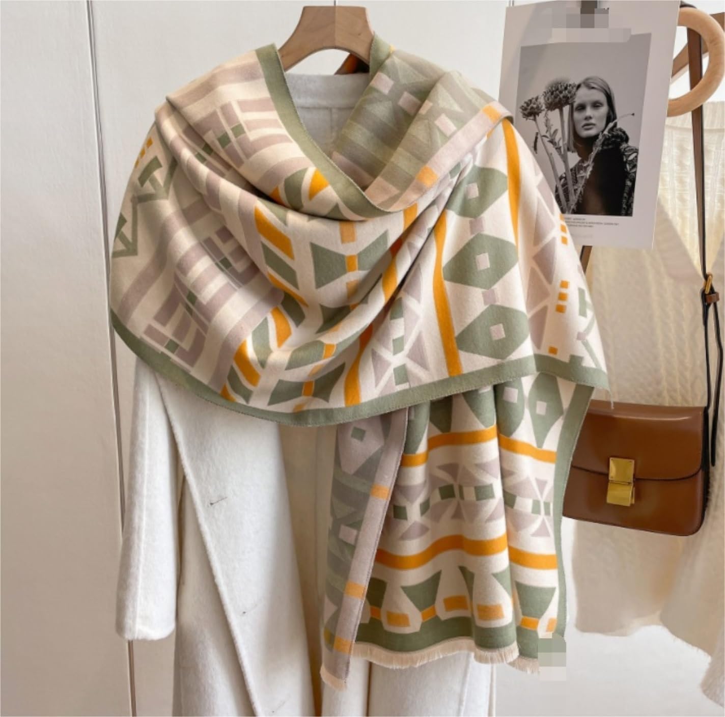 Foulard Donna Sciarpa Con Motivi Geometrici Scialle Morbido E Spesso Unisex Selvaggio Semplice Per L'autunno Inverno Sciarpa Unisex