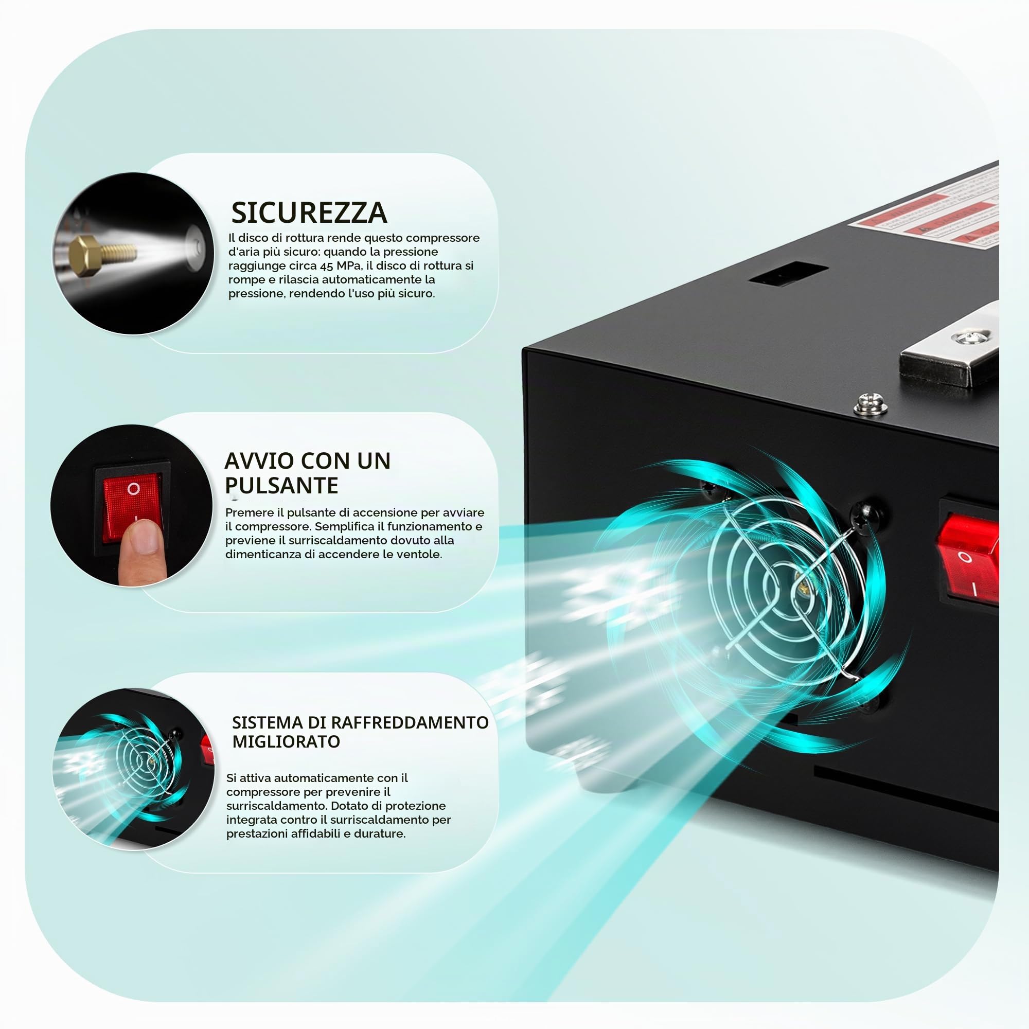 Compressore d'aria TUXING 4500Psi Pcp | Senza olio/acqua | Alimentato da auto 12V DC o casa 220V AC con convertitore | Pompa per fucile ad aria PCP, pistole a aria a paintball