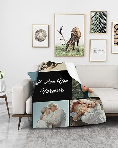 Miniatura 3 de Manta personalizada con imagen, personalizada para novio, novia, manta de franela súper suave, manta personalizada con fotos, texto, cumpleaños, San