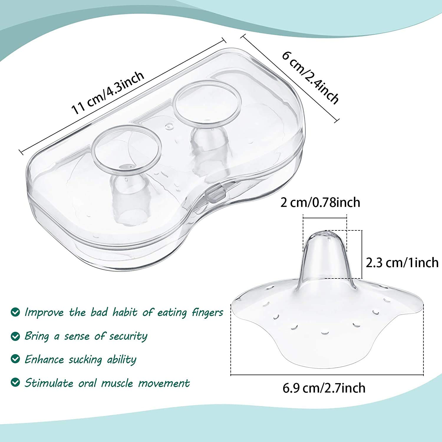 KASTWAVE 8 Pieces Contact Nipple Protector Nipple Everters with Clear Carrying Case, Silicone