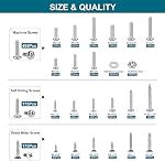 845pcs Trousse d'assortiment de matériel en acier inoxydable, no6-32#8-32 #10-24 SAE Kit d'assortiment de vis de machine Bouchons Nuts Winders+Vis auto-tappantes pour métal, vis de tôle auto-perceuse(495pcs+350pcs)