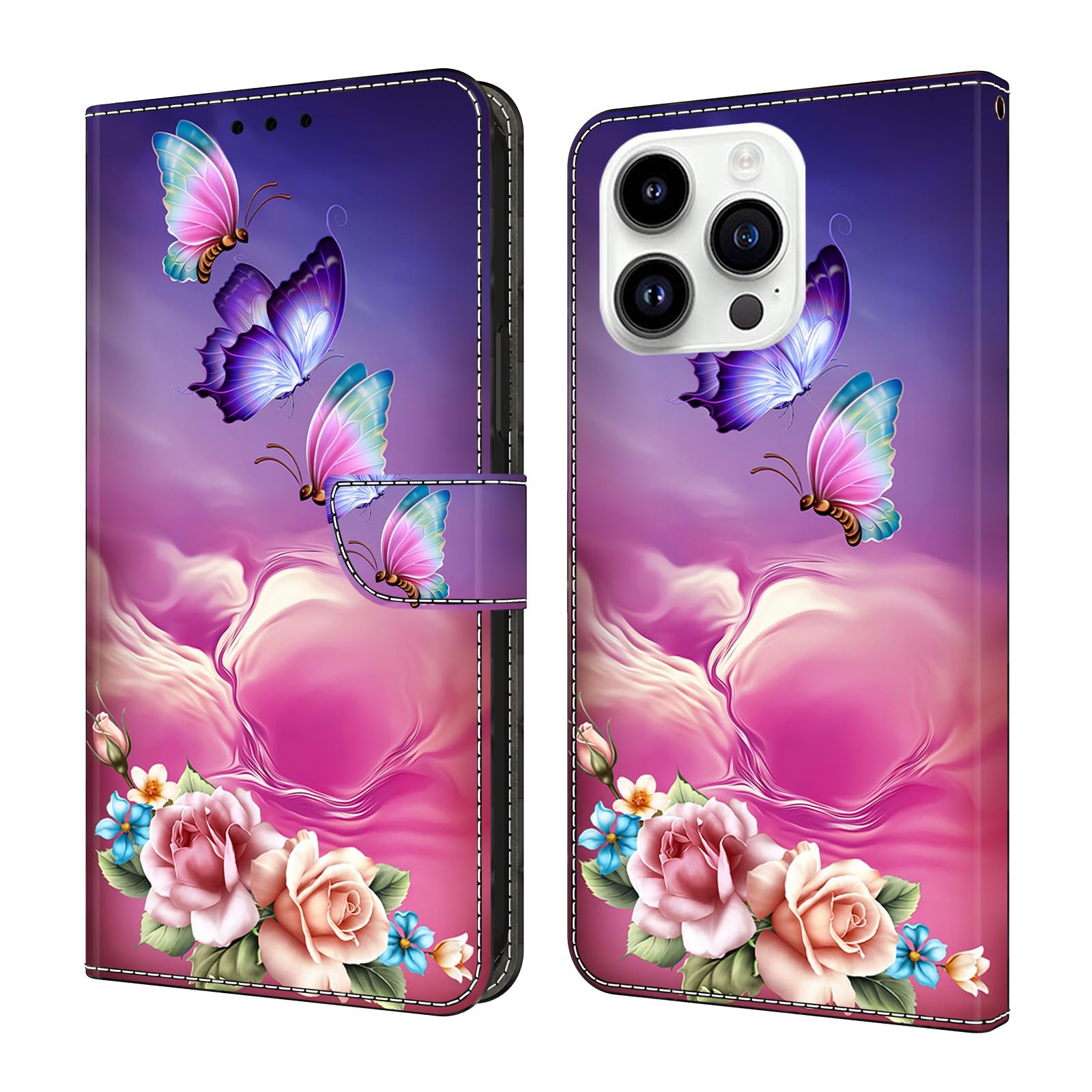 Étui iPhone 17 fleur papillon Évitez les rayures avec ce portefeuille - 7