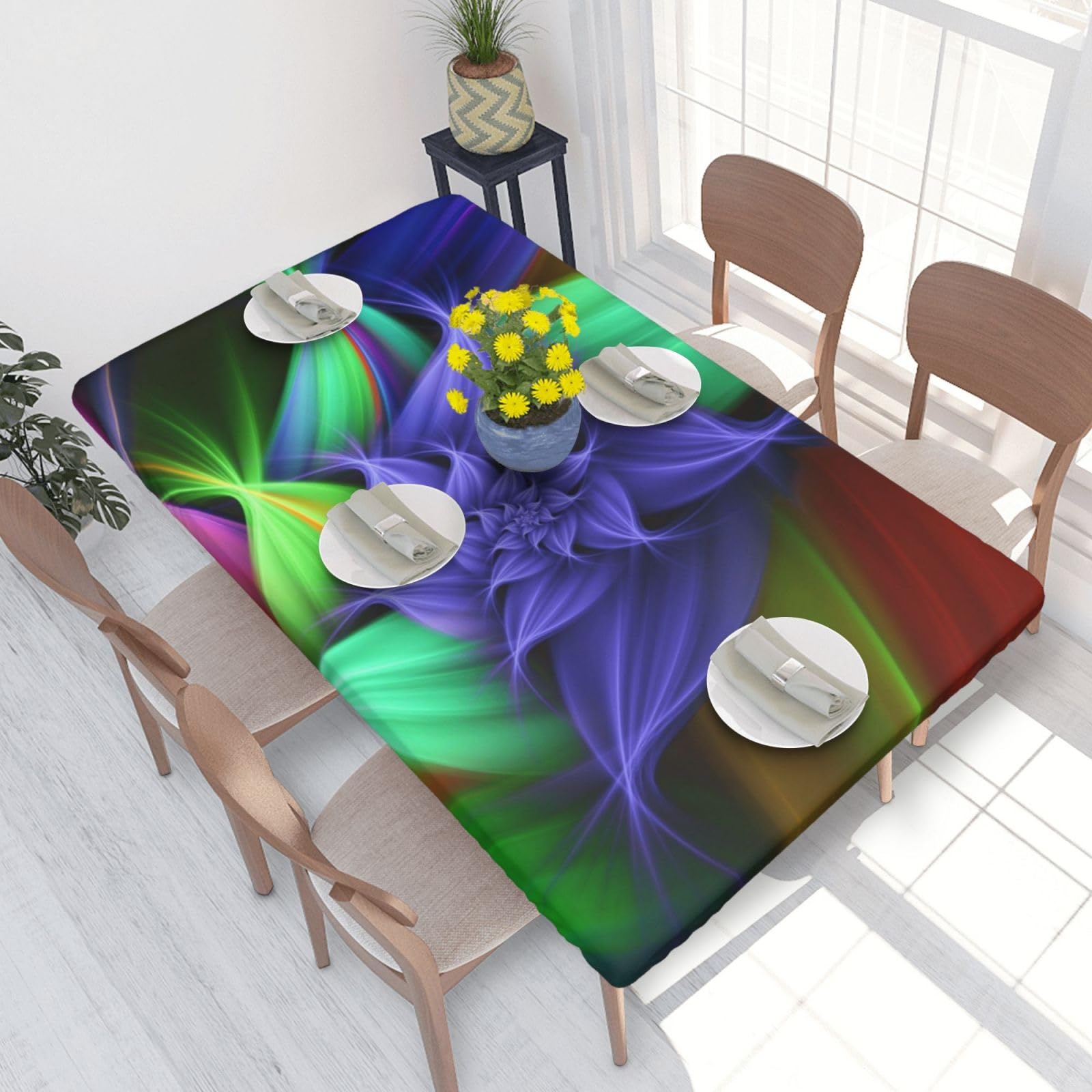 BNVSADC Abstract Floral Printed 4FT Tablecloth 122x76 CM Polyester Kitchen Water Resistant Table Cloth Dining Table Decoration Table Covers