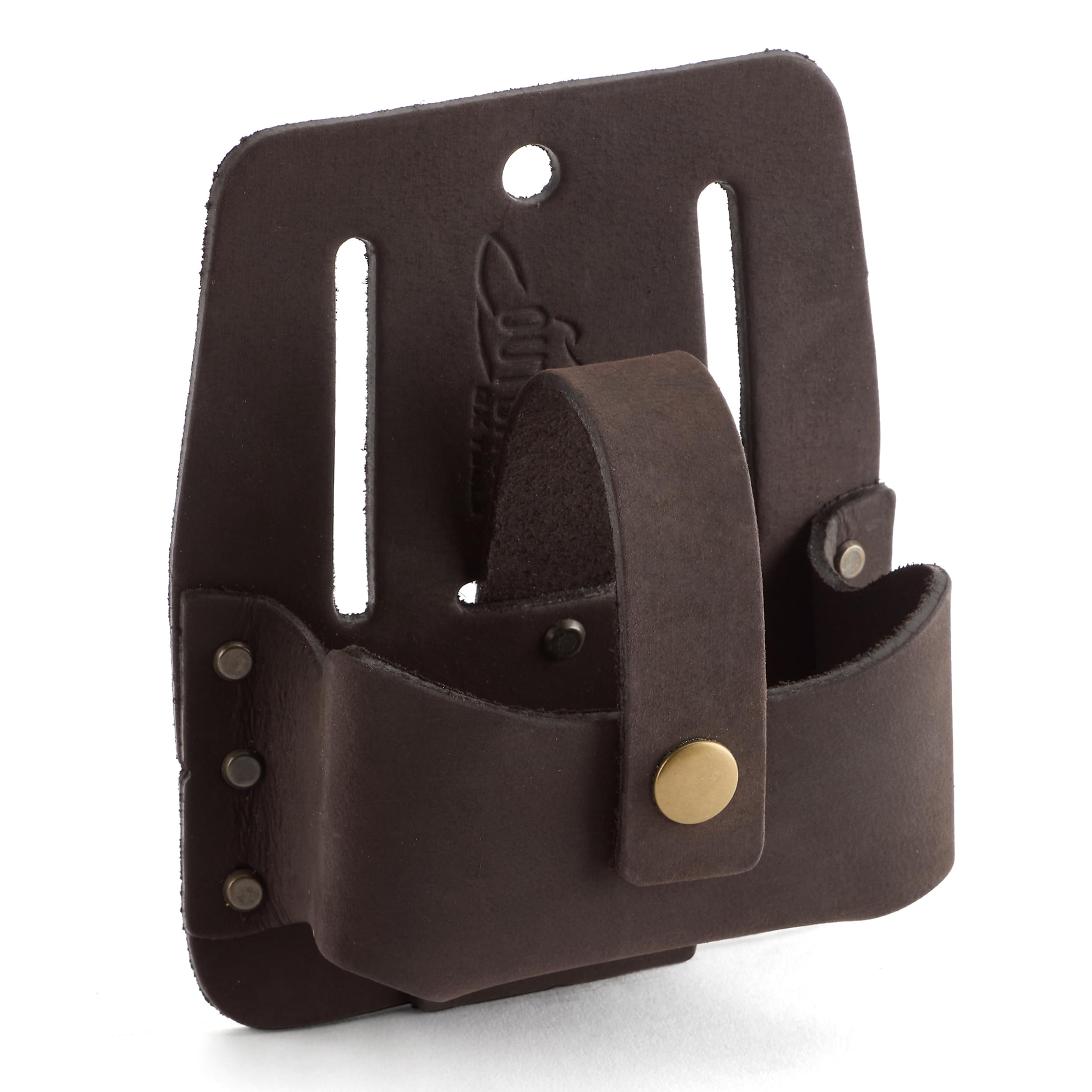 Funda para cinta métrica de cuero premium OX Tools OX-P263403 con soporte metálico de alta resistencia