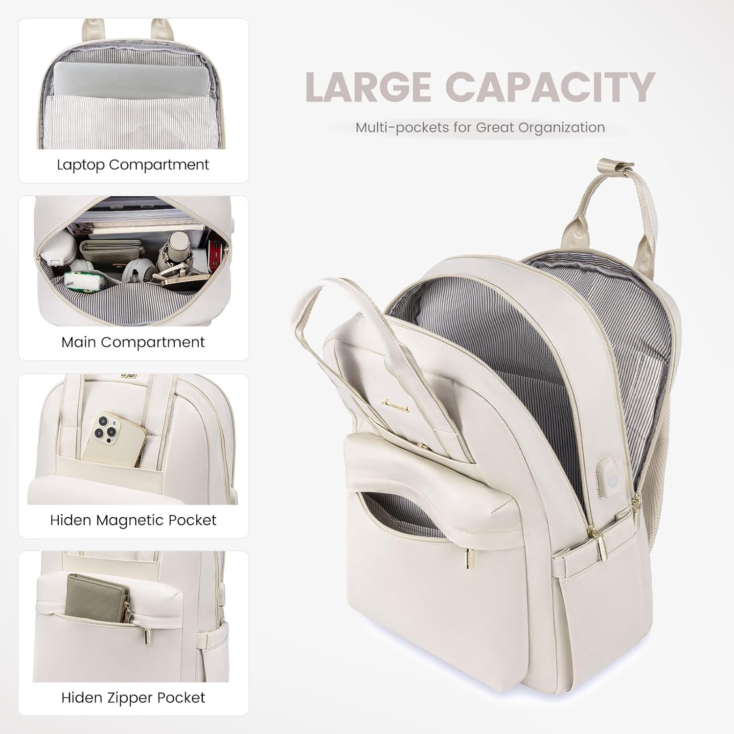 LOVEVOOK Laptop Backpack for Women, 17 Inch Travel Laptop Bag with USB Port, Waterproof Computer Backpack Purse for Work Teacher Nurse, Durable Casual Daypack