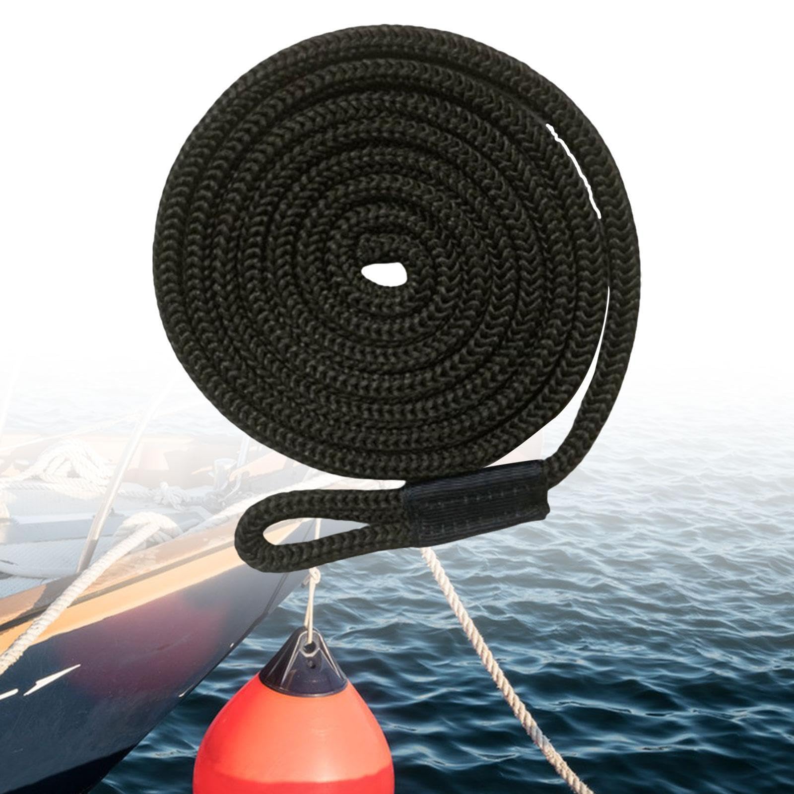 kowaku Boat Fender Line, Dock Line, High Performance, Tying Cord Braided Protector Professional Docking Boat Rope, Black