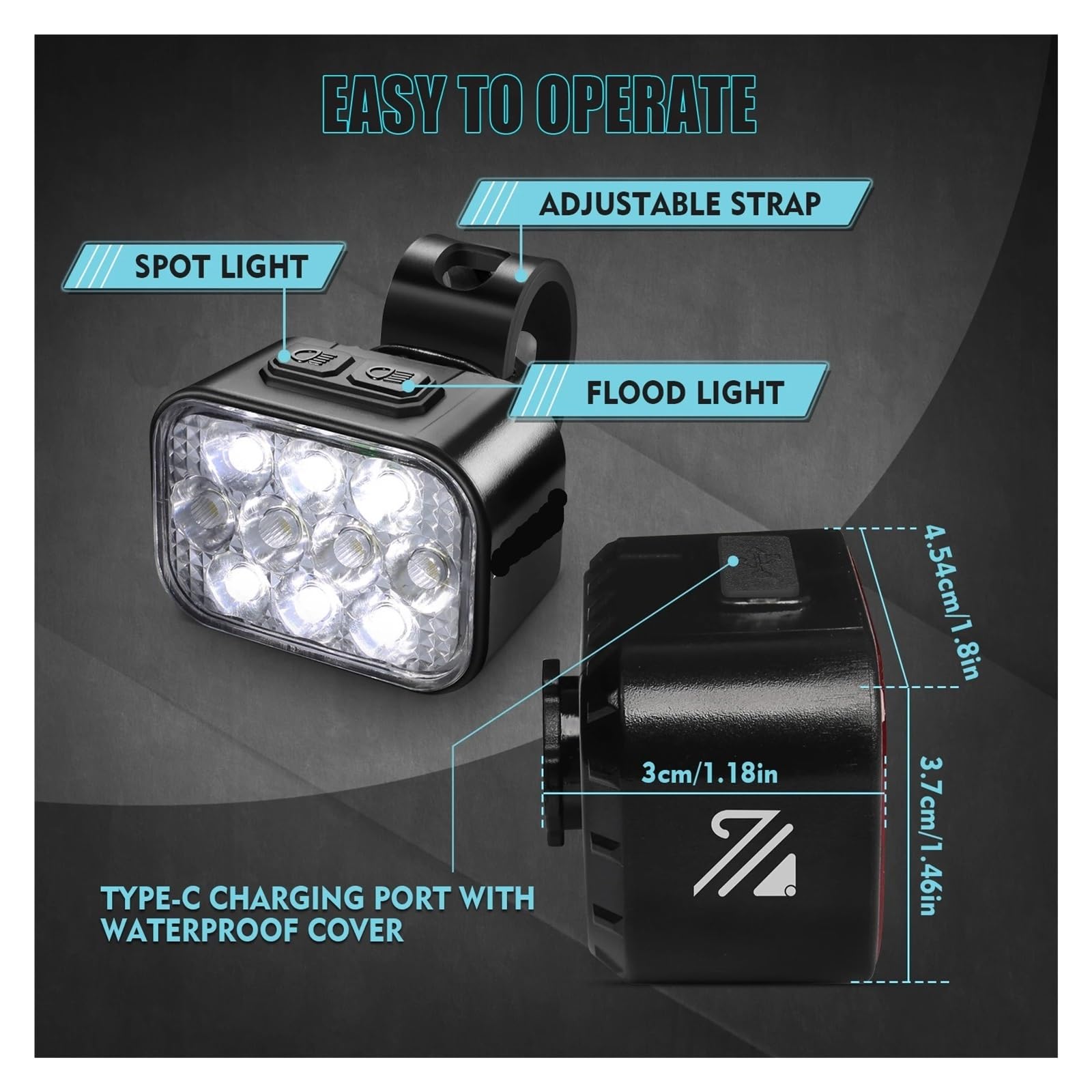 Ensemble d'éclairage de vélo Rechargeable USB 1/2 pièces