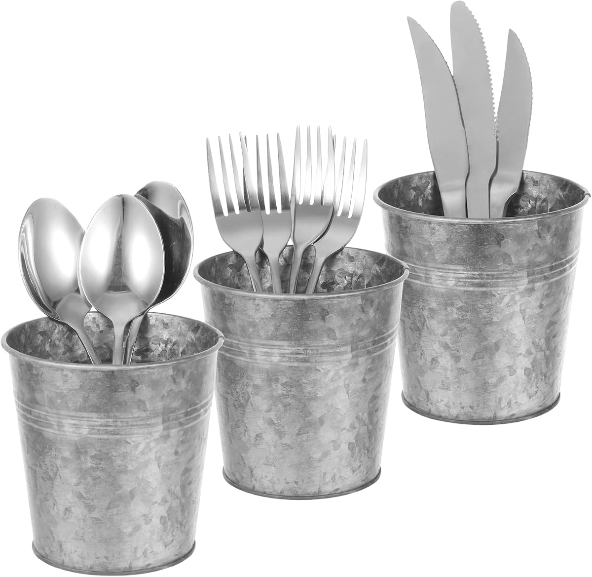3 soportes para cubiertos de granja, tenedor, cuchillo y cuchara, organizador de cubiertos de metal, organizador de utensilios de cocina, cilindro de secado de utensilios para encimera de cocina, organizadores de cocina, hogar y oficina