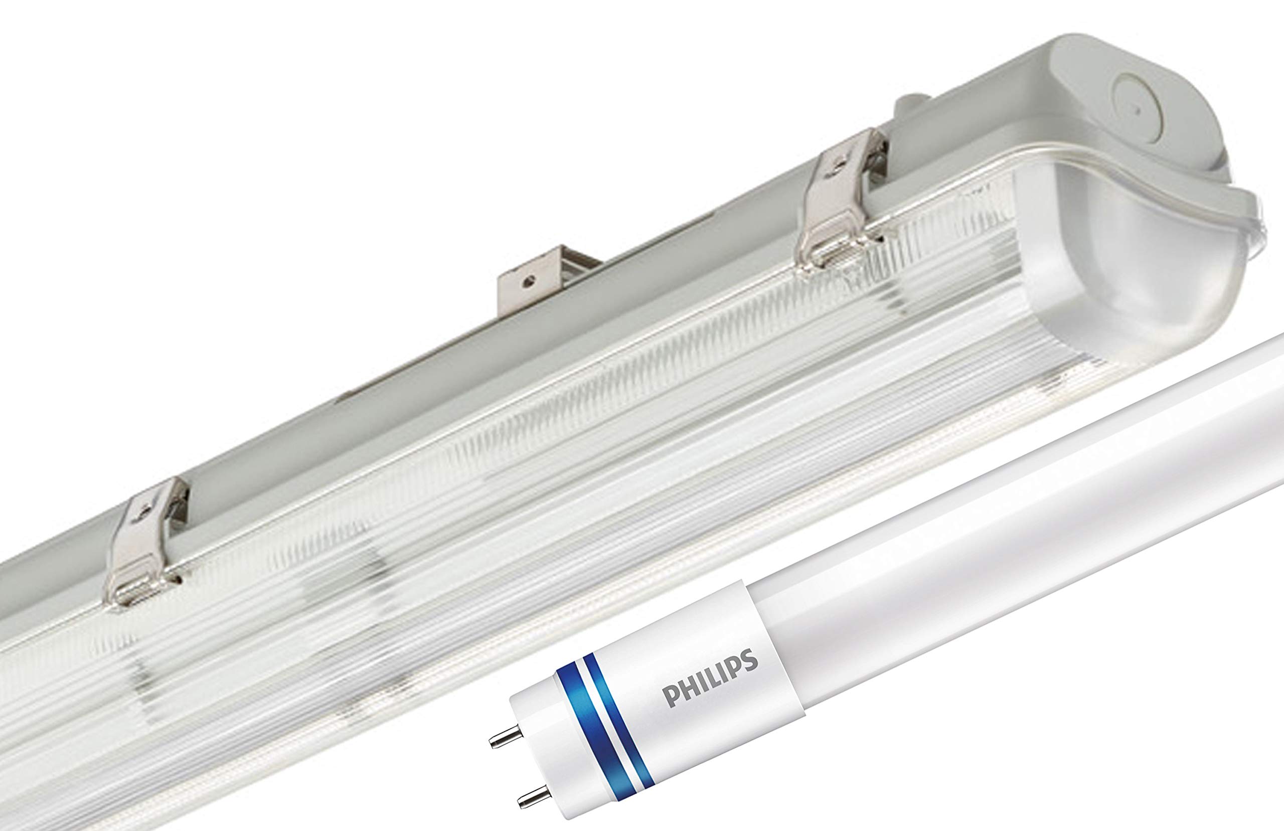 Philips LED Feuchtraumwannenleuchte 1200mm 14,5 Watt 1600 Lumen 865 Tageslichtweiß mit Edelstahlclips