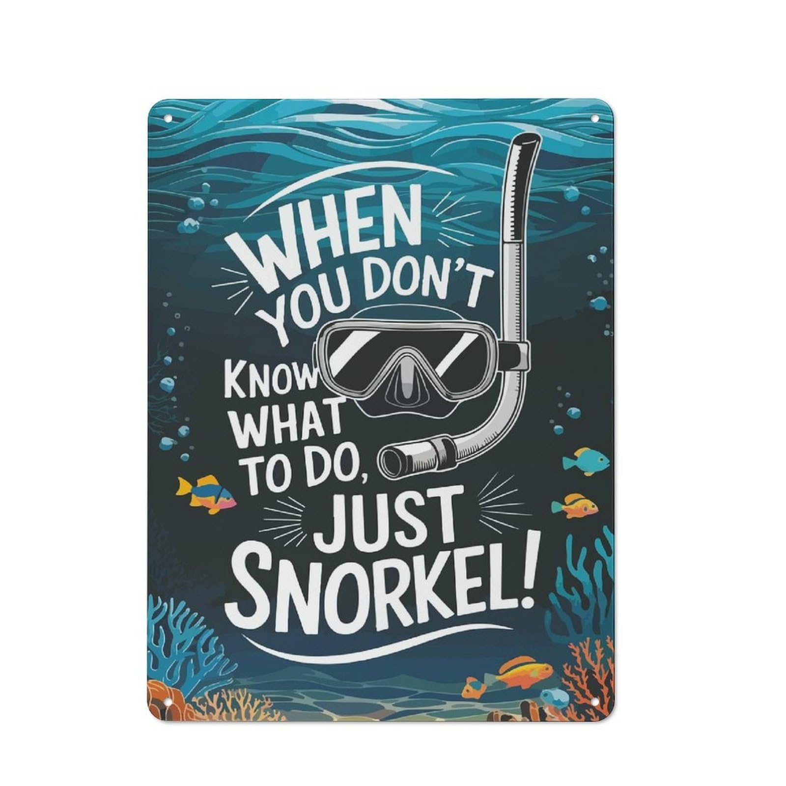 Junmoney Style-9 Vintage Tin Sign 40X30cm With Just Snorkel Underwater Adventure For Garage Or Workshop, For Vintage Wall Decor Fans, For Garage And Workshop Walls