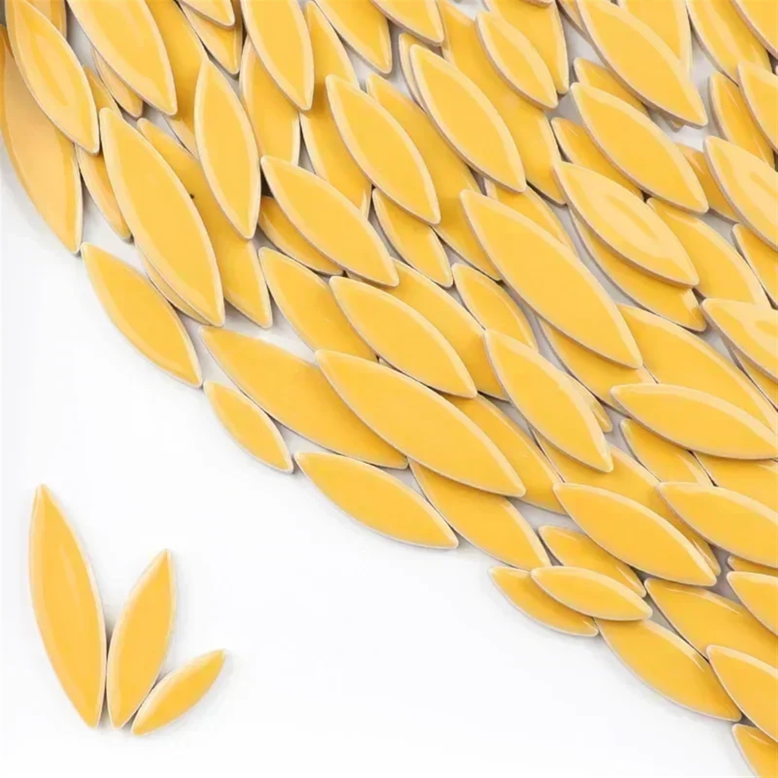 Mosaic Squares 100g/3.5oz Ceramic Willow Leaves Mosaic Tiles DIY Porcelain Leaf-Shape Tile 3-Sizes-Mix 4mm/0.15in Thickness Lanceolate Tiles Mosaic Kits(Gringer)