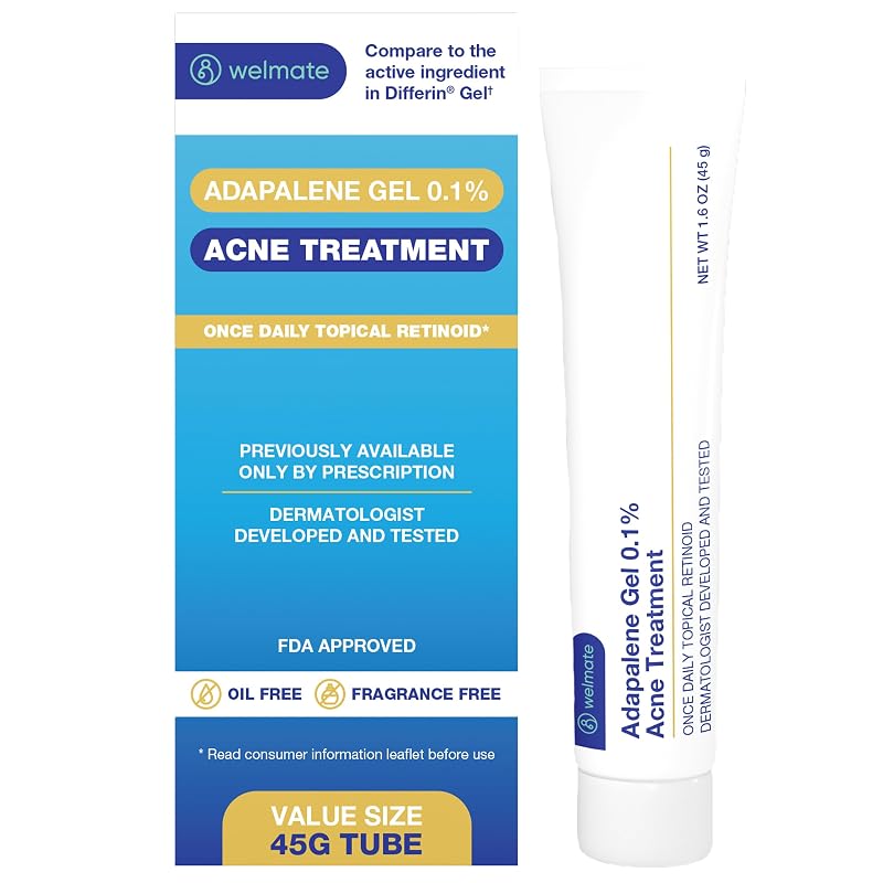 WELMATE Gel de Adapaleno 0,1%, 2 tubos de 45 g