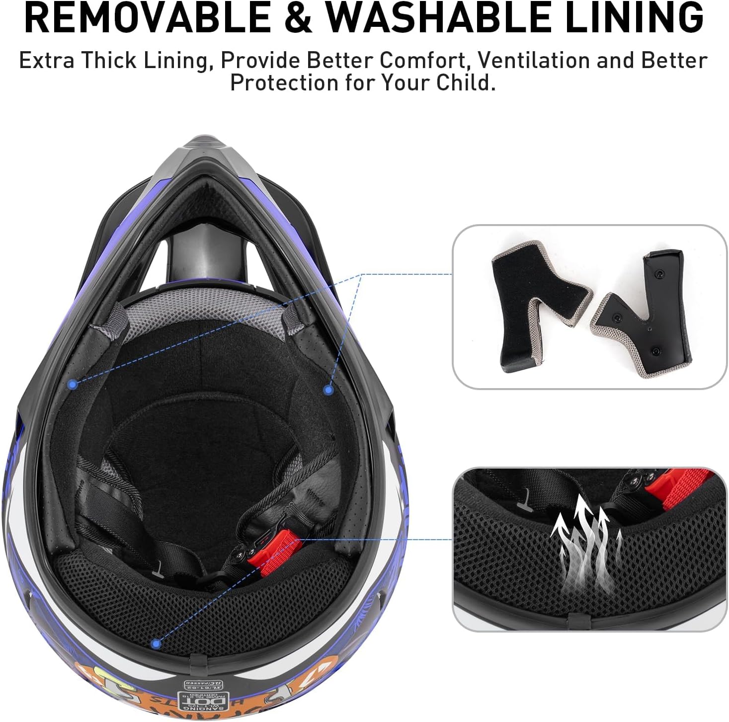 Youth Motocross Helmet Dirt Bike Helmet,ATV Motorcycle Helmet,Outdoor Dirt Bike Helmets,DOT Approved,Off-Road Helmets with Gloves Goggles Face Shield 4-Piece Set