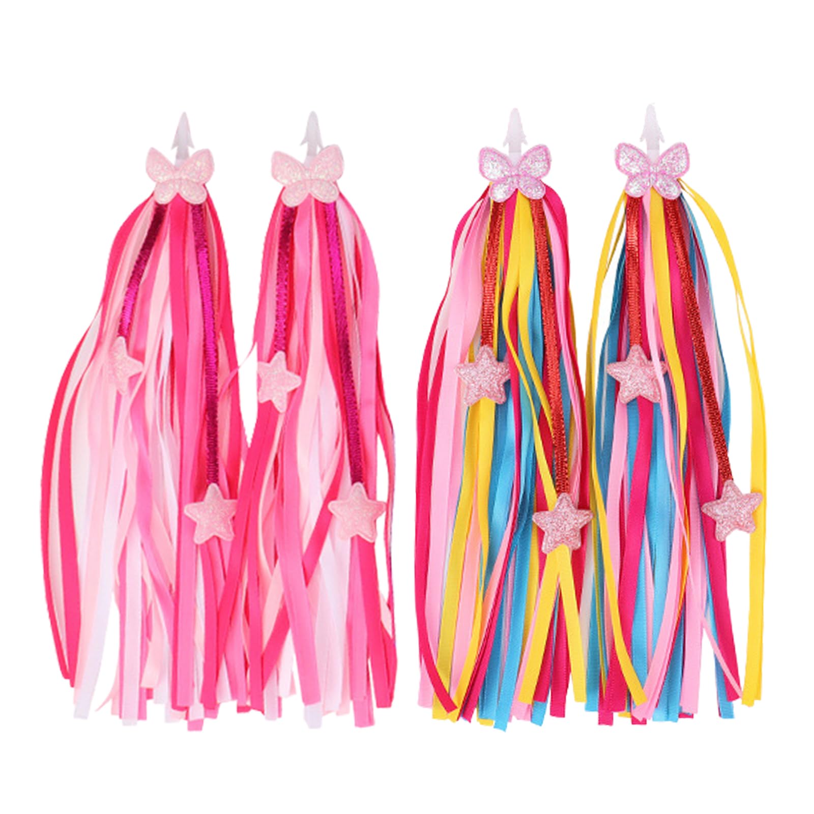 Mtbricey 4 Pcs Bike Streamers for Girls 25cm Colorful Handlebar Tassels for Bicycle Scooter & Tricycle Accessories Easy Install Kids Bike Decorations with Dynamic Fluttering Ribbons (AA)