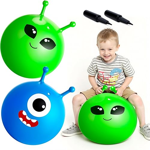 Miniatura 9 de ZOOJOY 6 pelotas saltarinas para niños de 3 a 8 años, pelota hinchable de 18 pulgadas con nubes y asas, juguetes para saltar sentados para Paquete