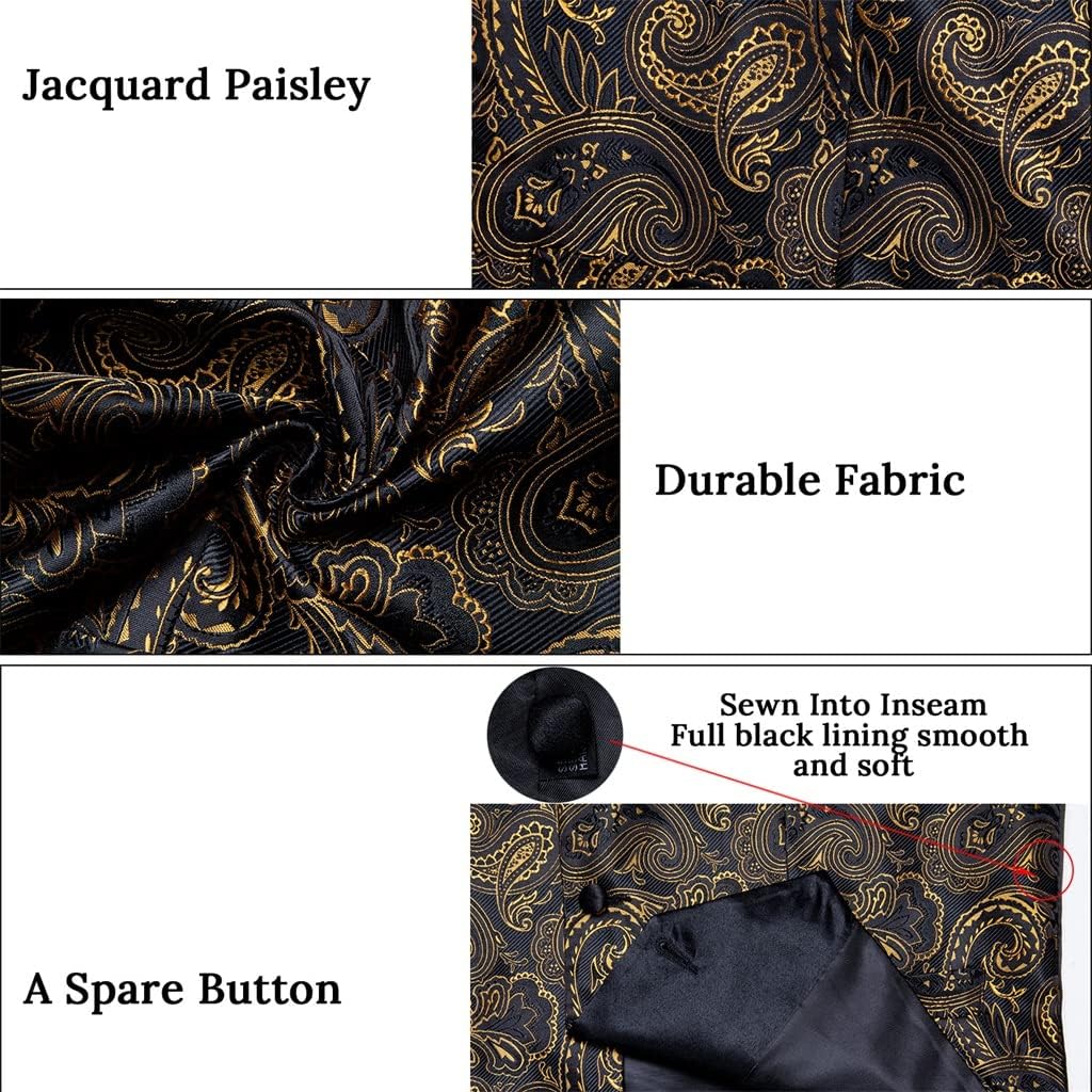 FMURY Suit Vest Suit Men's Silk Vest Tie Cufflink Handkerchief Suit Men's Sleeveless Vest