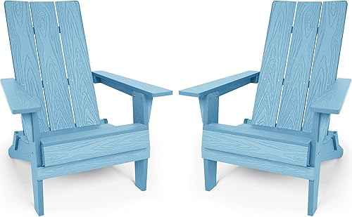 Miniatura 21 de YEFU Moderna silla plegable Adirondack de plástico, 1s ampliar/almacenar actualización desbloqueada, resistente a la intemperie, sillas de madera