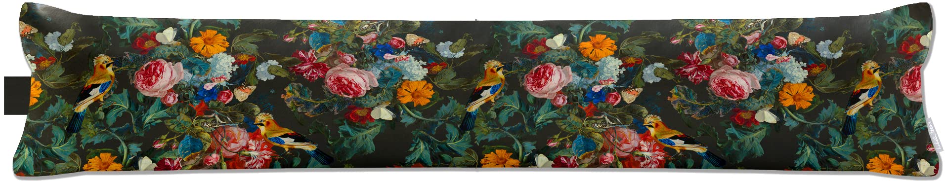 Izabela Peters Charcoal Luxurious Eco-Friendly Draught Excluder - Birds In Paradise - Standard - Window Door Seal, Fabric Draft Excluder Cushion Stopper For Door Bottom