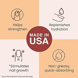 Organic Nail and Cuticle Oil - USA Made Nail Oil for Growth & Strength with Jojoba and Vitamin E, Repair for Damaged Nails & Cuticle Softener made with Natural Ingredients, Nails Care Products