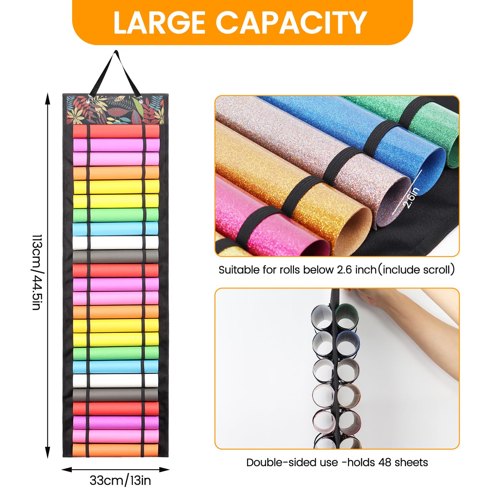 Yolispa Portarotolo in vinile organizer per rotoli fino a 48 rotoli per artigianato casa