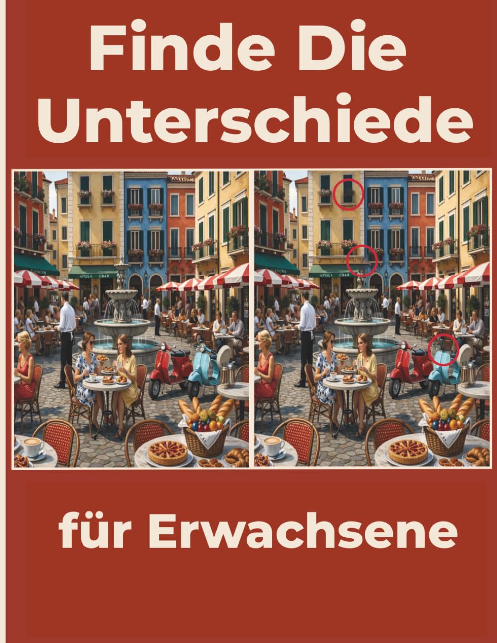 Finde die Unterschiede für Erwachsene: 32 Suchbilder mit je 12 Unterschieden – Großformat – Entspannung, Konzentration und visuelles Gedächtnis – Mit Lösungen am Ende des Buches