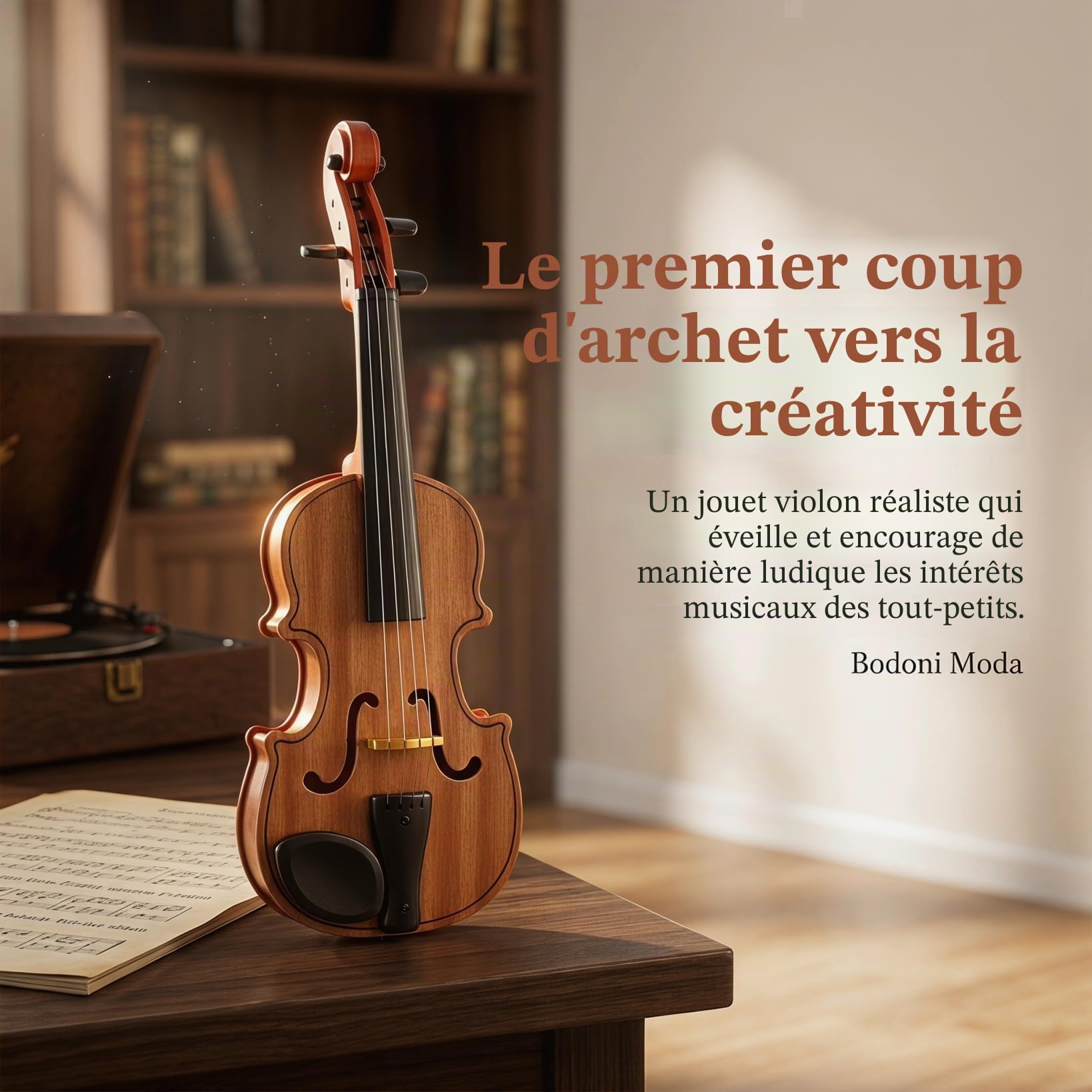 Vaguelly Violon pour enfant en bois 40,9 cm instrument de musique jouet | Violon réaliste pour les tout-petits, la promotion précoce et le jeu créatif, jouet éducatif idéal pour l'éducation musicale.