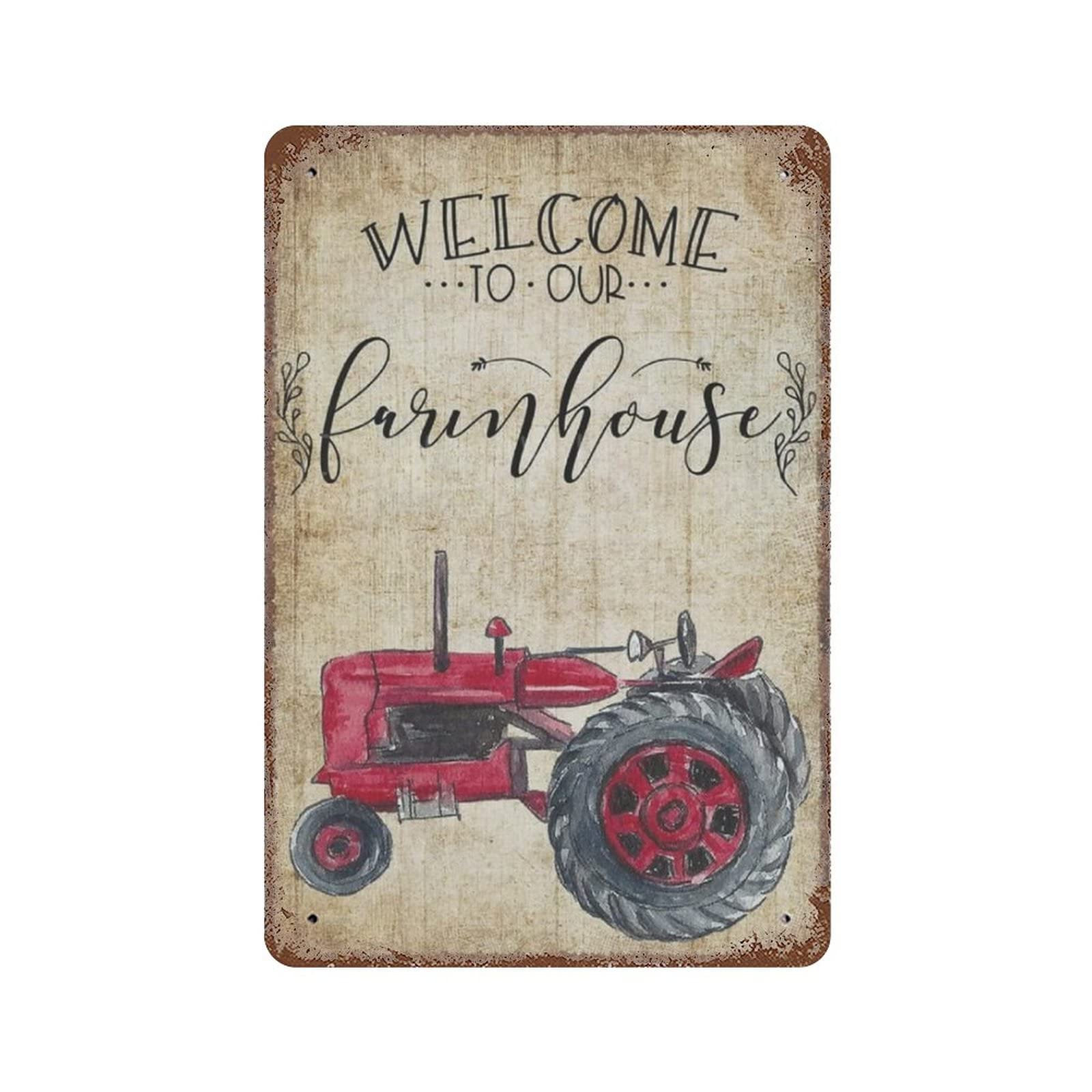 AOOEDM Welcome To Our Farmhouse Tin Metal Sign Wall Decor Funny Inspirational Quote Wall Art Sign Vintage Tin Signs For Home Coffee Bar Man Cave Sign Pub Poster