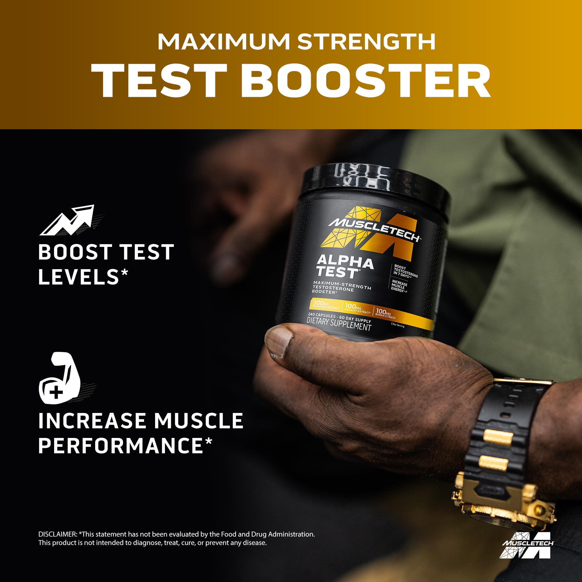 MuscleTech Testosterone Booster for Men,AlphaTest-T-Boost Mens Supplement with Tribulus Terrestris&Boron-Daily Male Gym Workout Supplements for Muscle Growth,Stamina&Energy-240 Pills,(Pack of 2) — Amazon image 2