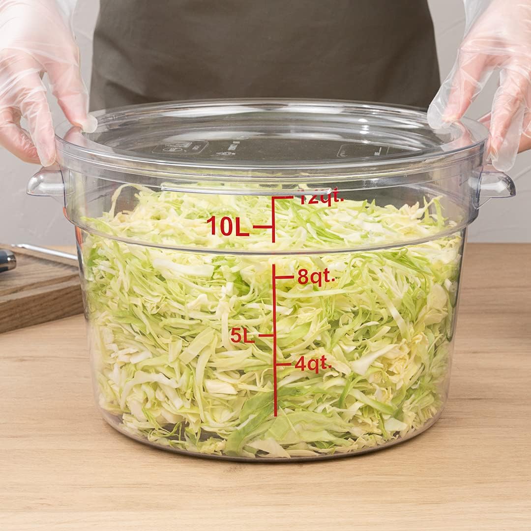 Restaurantware-LIDS ONLY: Met Lux Food Storage Container Lids, 10 Round Marinating Container Lids - Containers Sold Separately, With Date Indicator, Clear Plastic Lids, Dishwashable, Freezable