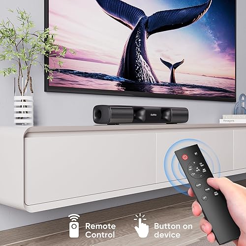 Miniatura 3 de Barra de sonido para Smart TV - Barra de sonido de 50 W con diálogo nítido y graves mejorados  Barra de sonido compacta de 17 pulgadas para TV con