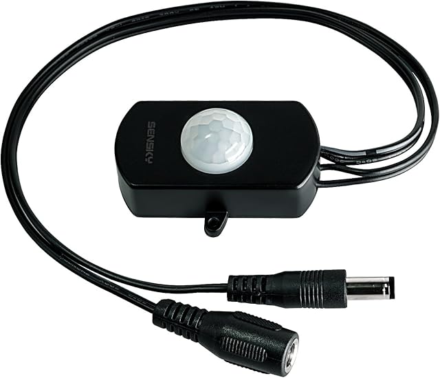 Sensky BS010HL 12V-30V DC 3A PIR Motion Sensor Switch Distance Time Lux Adjustable Light Sensor Switch(Black, with Light Sensor)