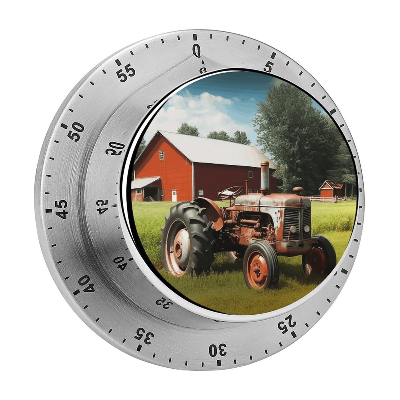 Company Farm Tractor Timer Exquisite Stainless Steel Body Mechanical Desk Timers 60 Minutes Visual Countdown Timers with Magnetic Backing Loud Alarm Kitchen Timer for Cooking