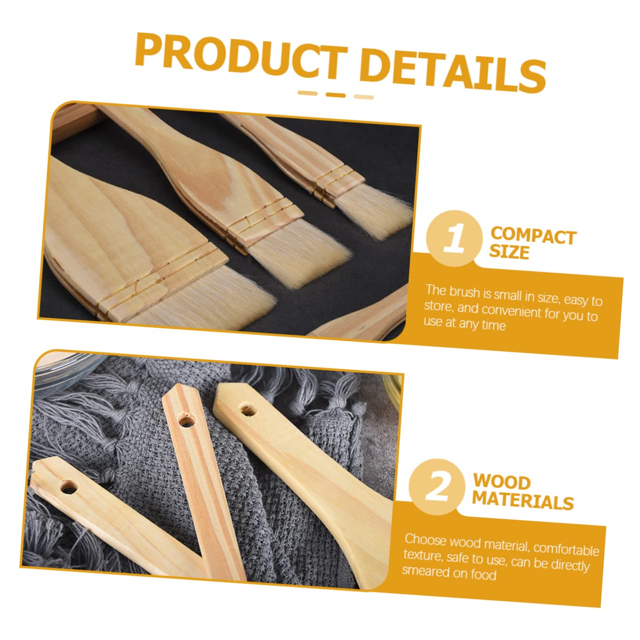 Toddmomy 3 Stück Backpinsel mit Naturborsten aus Wolle Ölpinsel für Grill und Gebäck Vielseitiger Küchenpinsel zum Backen und Grillen mit Aufhängung Hitzebeständig