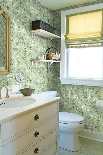 Miniatura 5 de Guvana Papel tapiz floral de 16.14 x 394 pulgadas, papel tapiz autoadhesivo de hojas, papel tapiz autoadhesivo bohemio con flores, papel tapiz