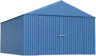 Arrow Shed Elite 12' x 16' Outdoor Lockable Gable Roof Steel Storage Shed Building, Blue Grey