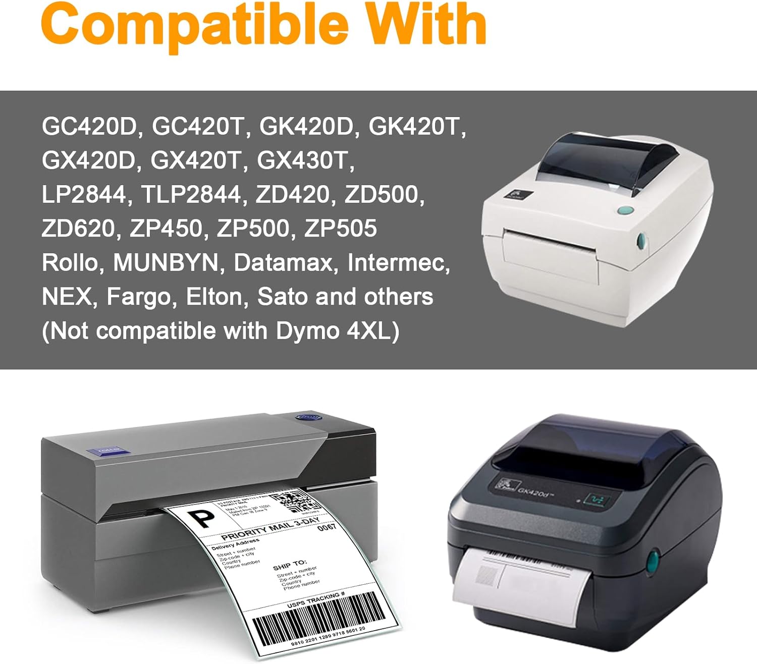 (31200 Labels/24 Rolls) Labelebal 2" x 1" Direct Thermal Label (3-Proof 1" Core) Multipurpose Shipping Address Barcodes Labels Compatible for Zebra & Rollo Desktop Label Printer (1300 Labels/Roll) - Image 4