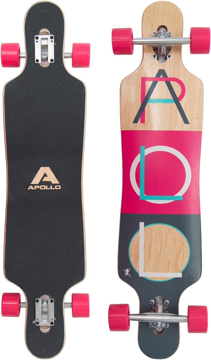 Apollo Longboards Special Edition Complete Skateboard incl. T-Tool, with High Speed ABEC ball bearings – Drop through Freeride Skating Cruiser Boards, Modell: Apollo Longboard Fidji Flex III