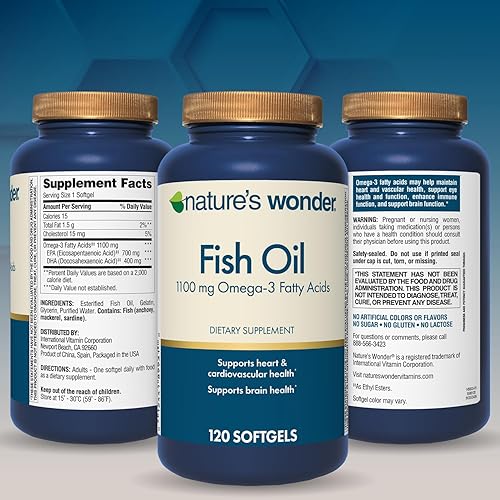 Miniatura 9 de Nature's Wonder Aceite de pescado 1100 mg Omega-3 Suplementos de aceite de pescado para mujeres y hombres, EPA y DHA para articulaciones saludables,