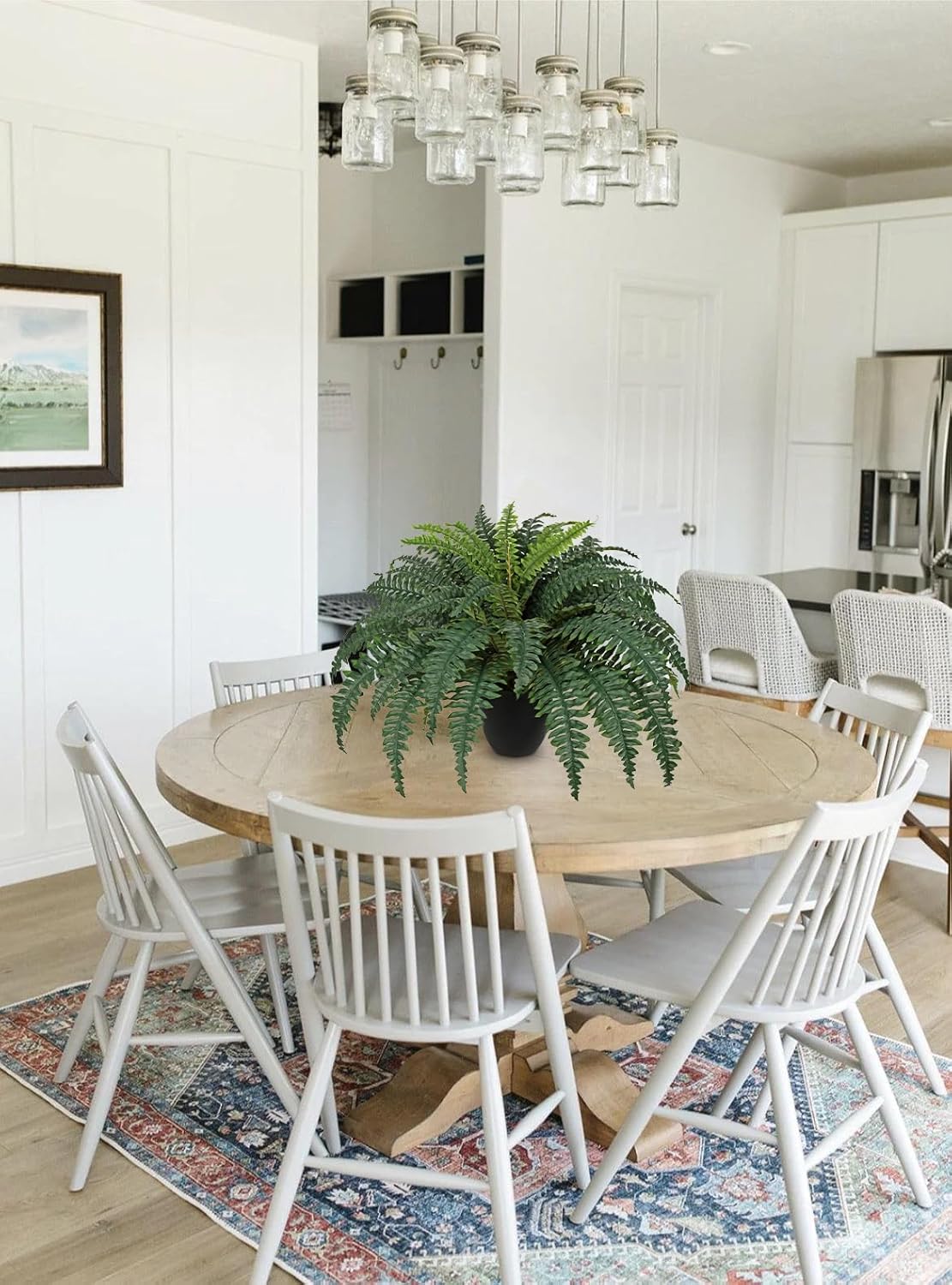 Hollyone Artificial Large Fern Boston Potted Plant for Outdoors & Indoor 25.5inch Faux Fake Fern Bush Plant in Pot for Patio Garden Farmhouse Windowsill Entrance Porch Office Living Room Home Decor